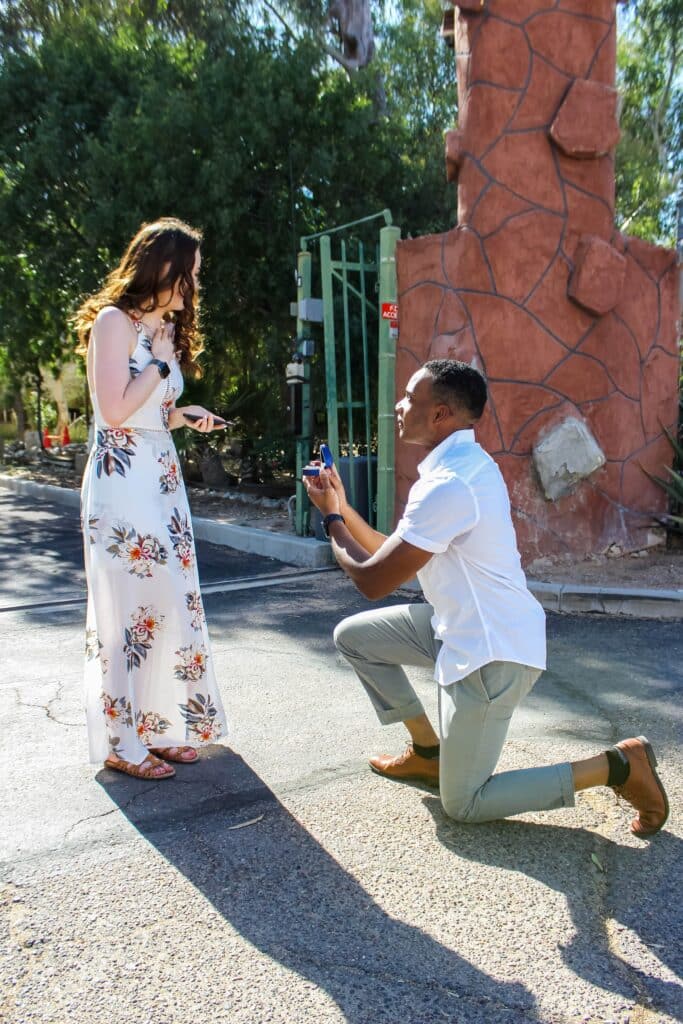 a man preposing to a woman
