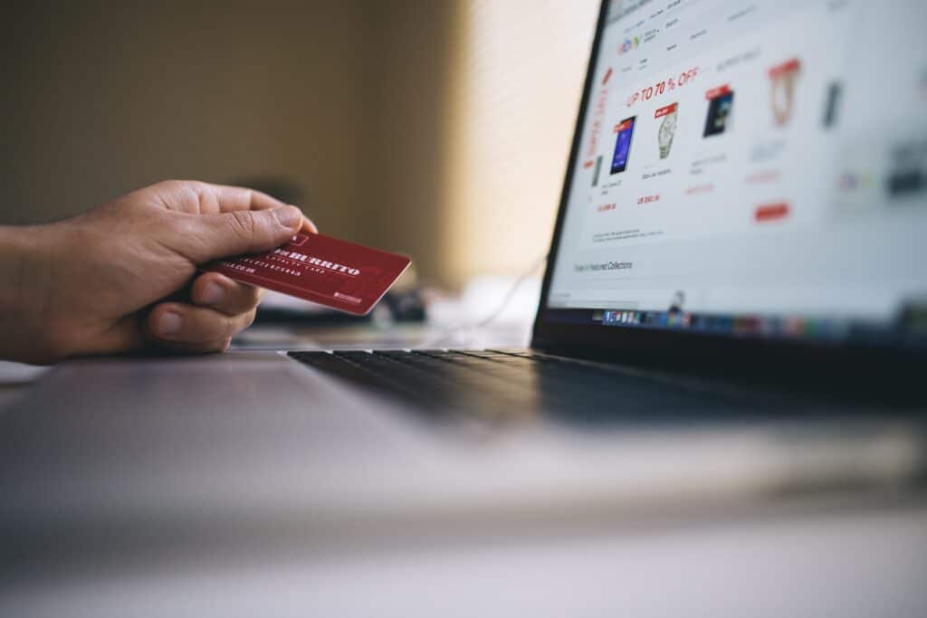 someone making an online payment