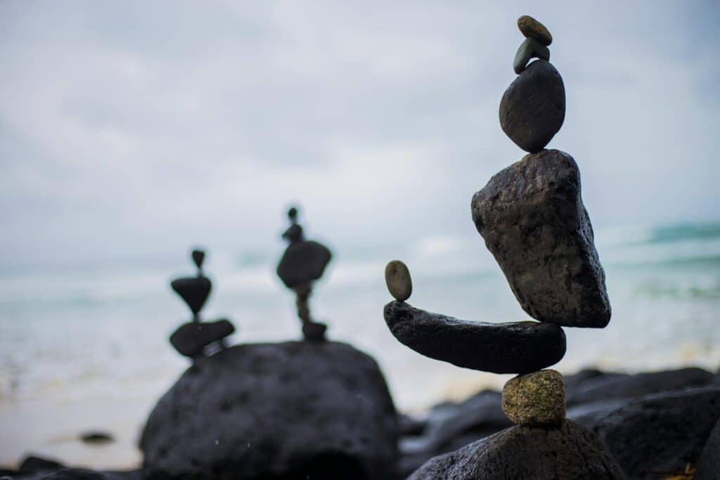 Several sets of rock stacks - Unequal Distribution